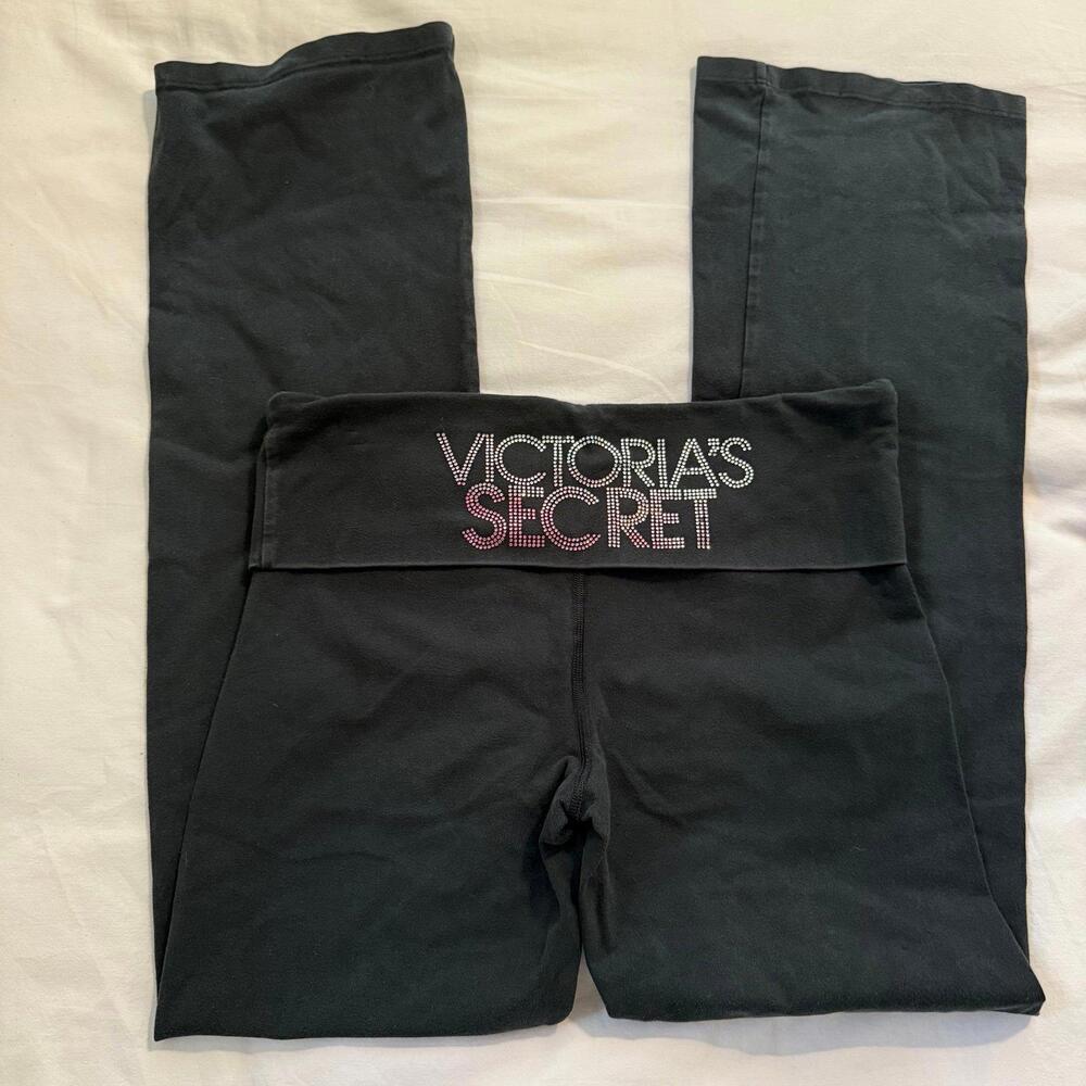 Y2K Victoria's Secret Bling foldover Waist Flare Yoga Pants